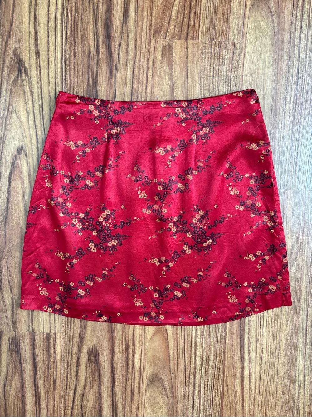 Vintage Y2K Rampage Red Floral Satin Mini Skirt